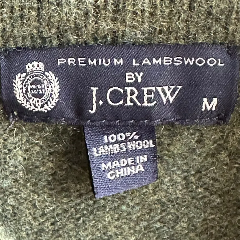 J.Crew Premium Lambswool Shawl Collar Sweater – Olive Green – Size M